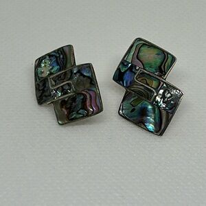 Beautiful 🥰Vintage mexico Alpaca and Abalone Shell Earring